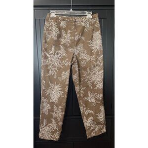 Talbots Womens Petite Floral Print Stretch Pants Size 10 Minimalist Preppy‎ Y2K